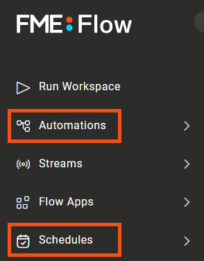 Finding Schedules in the FME Server menu